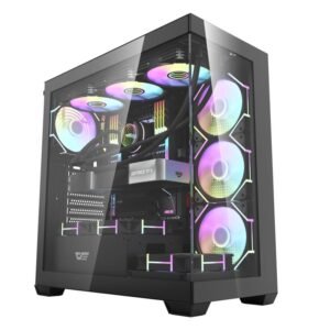 DARKFLASH DS900 ATX PC Case BLACK WITH 4PC DARKFLASH DM12 PRO ARGB FAN