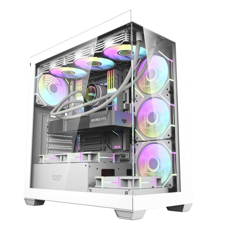DARKFLASH DS900W ATX PC Case WHITE WITH 4PC DARKFLASH INF 34 ARGB FAN