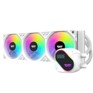 DarkFlash DO360 360mm AIO Liquid CPU Cooler,WITH TEMPERATURE DISPALY, ARGB, Intel & AMD Compatible — White