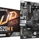 GIGABYTE A520M K AMD B550 Ultra Durable Motherboard with Digital VRM Solution, PCIe 4.0 x16 Slot, Dual PCIe 4.0/3.0 M.2 Connectors, GbE LAN, Smart Fan 5 with FAN STOP