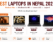 Comparison graphic of the best laptops in Nepal for 2026, featuring the Apple MacBook Neo A18 Pro for students, MacBook Air M5 for professionals, Lenovo LOQ RTX 3050 for budget gamers, and Lenovo Legion 5 RTX 5060 for engineering and 3D rendering.