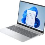 HP OmniBook 5 16-AG1175 productivity laptop showing the 16-inch WUXGA IPS display, aluminum chassis, and AMD Ryzen AI 7 350 hardware at Alam Tech Kathmandu.