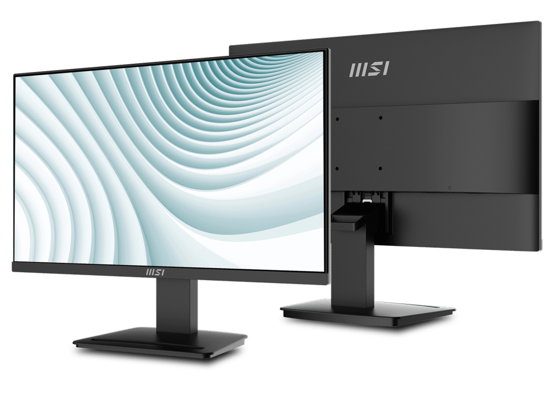 MSI PRO MP2412 23.8-inch business monitor showing the slim bezel design, 100Hz Full HD VA panel, and basic tilt stand at Alam Tech Kathmandu.