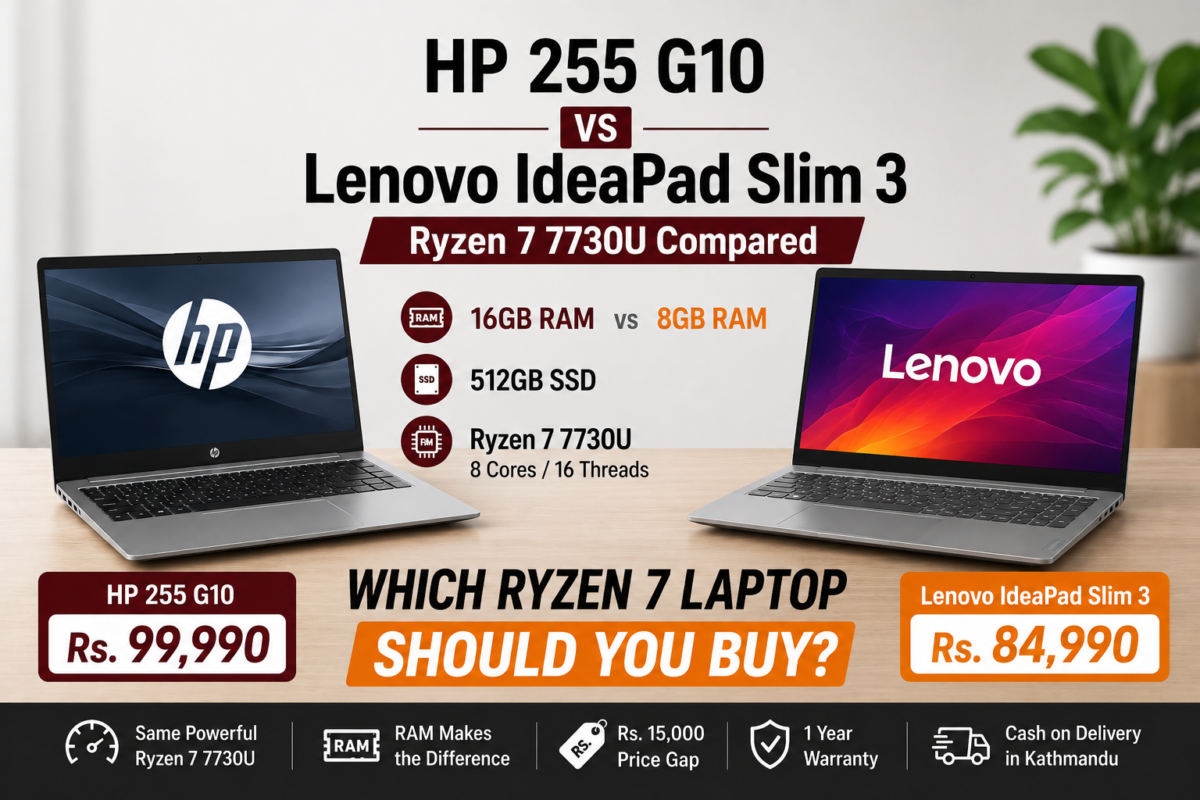 Lenovo IdeaPad Slim 3 Ryzen 7 7730U 8GB Laptop at Alam Tech Kathmandu