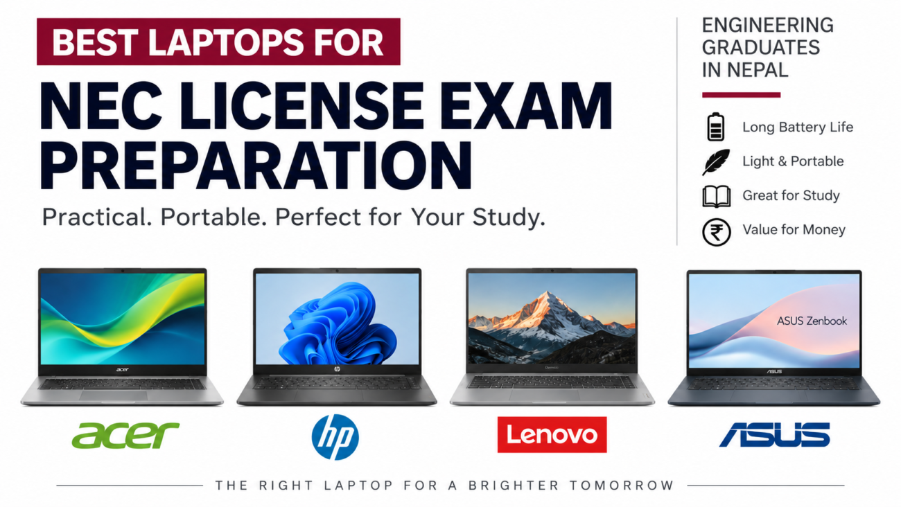 Best laptops for NEC license exam preparation in Nepal